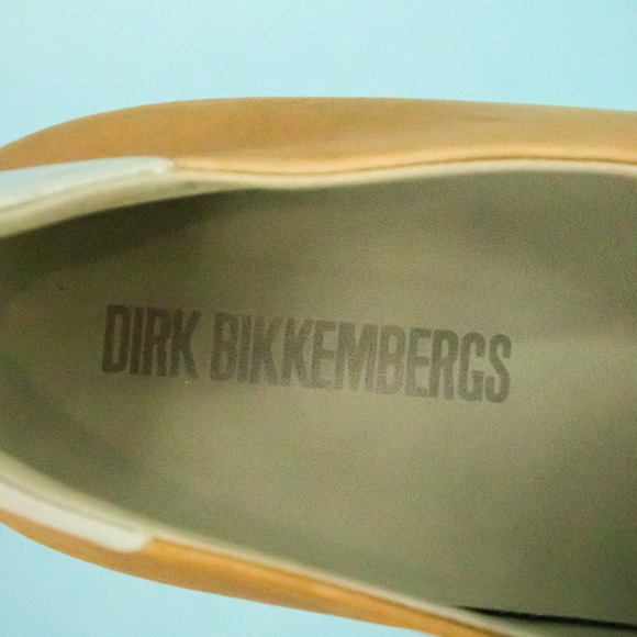 Dirk Bikkembergs 44 Size 10.5 US Tan Orange Grey Leather Metal Loafers Shoes